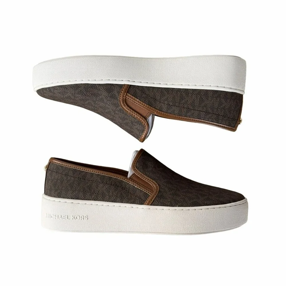 ⭐Michael Kors Teddi Slip On Size 8 Womens Platform Shoes Casual Sneakers Brown⭐_12